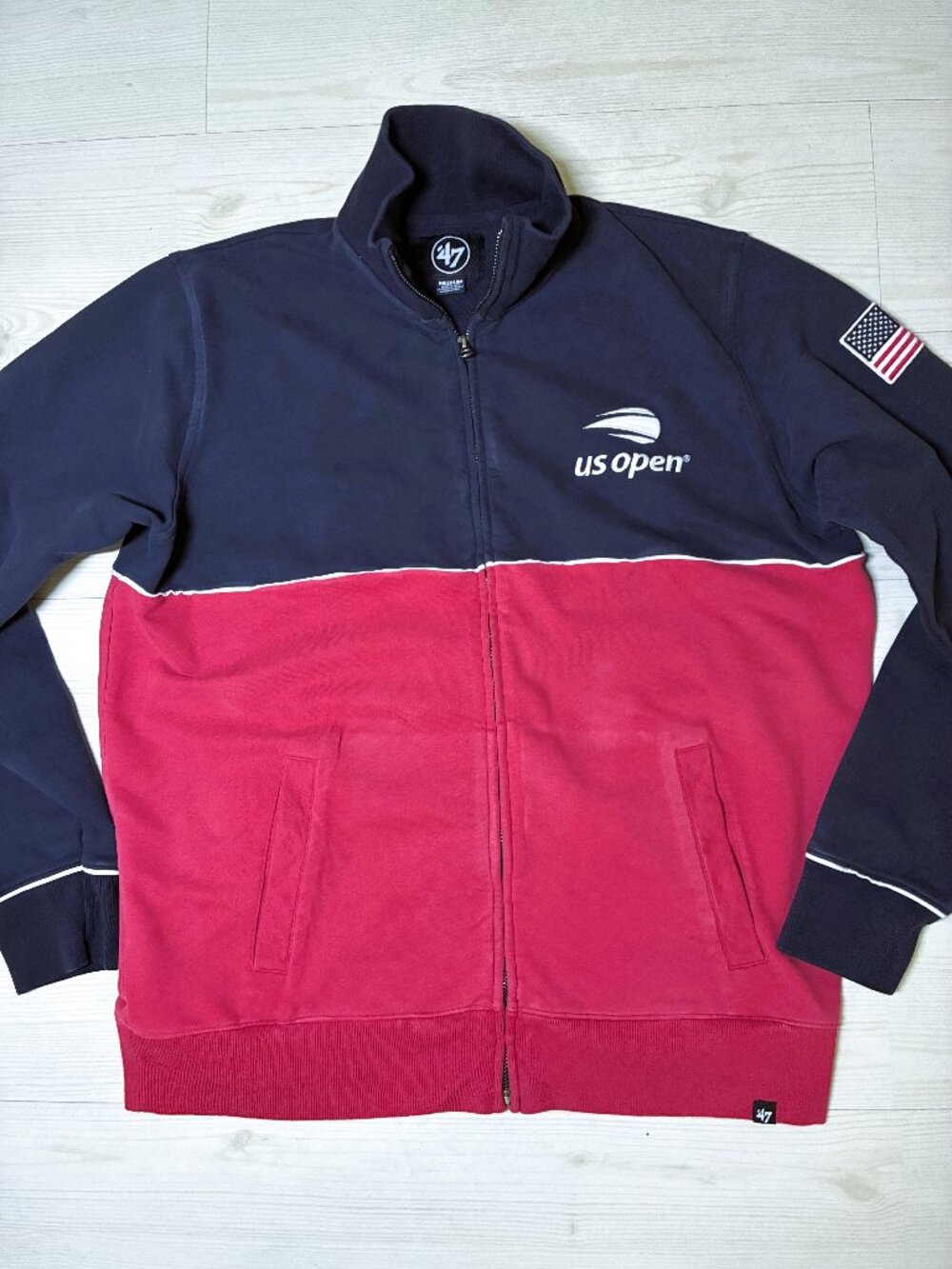 '47 Brand US Open Tennis Full Zip Track Jacket Navy Red Color Block Men's Medium